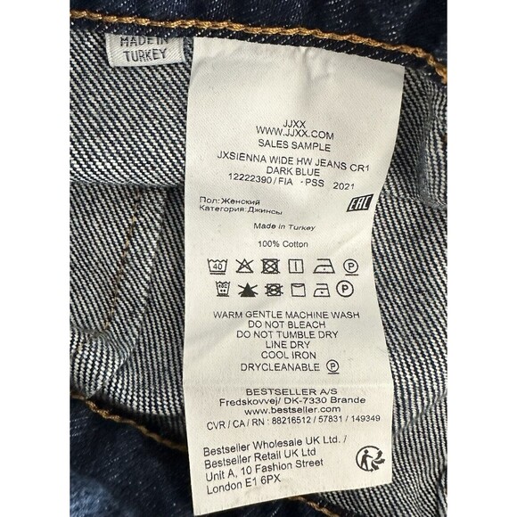 JJXX Wide Leg High Waist Jeans Size 27 Inseam 32 Patch Pockets Dark Wash New - Picture 9 of 10